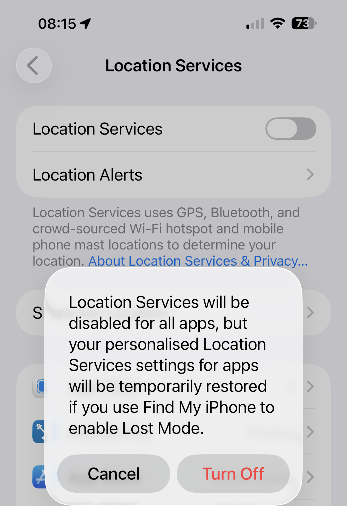 IMAGE: Disabling phone Location Services