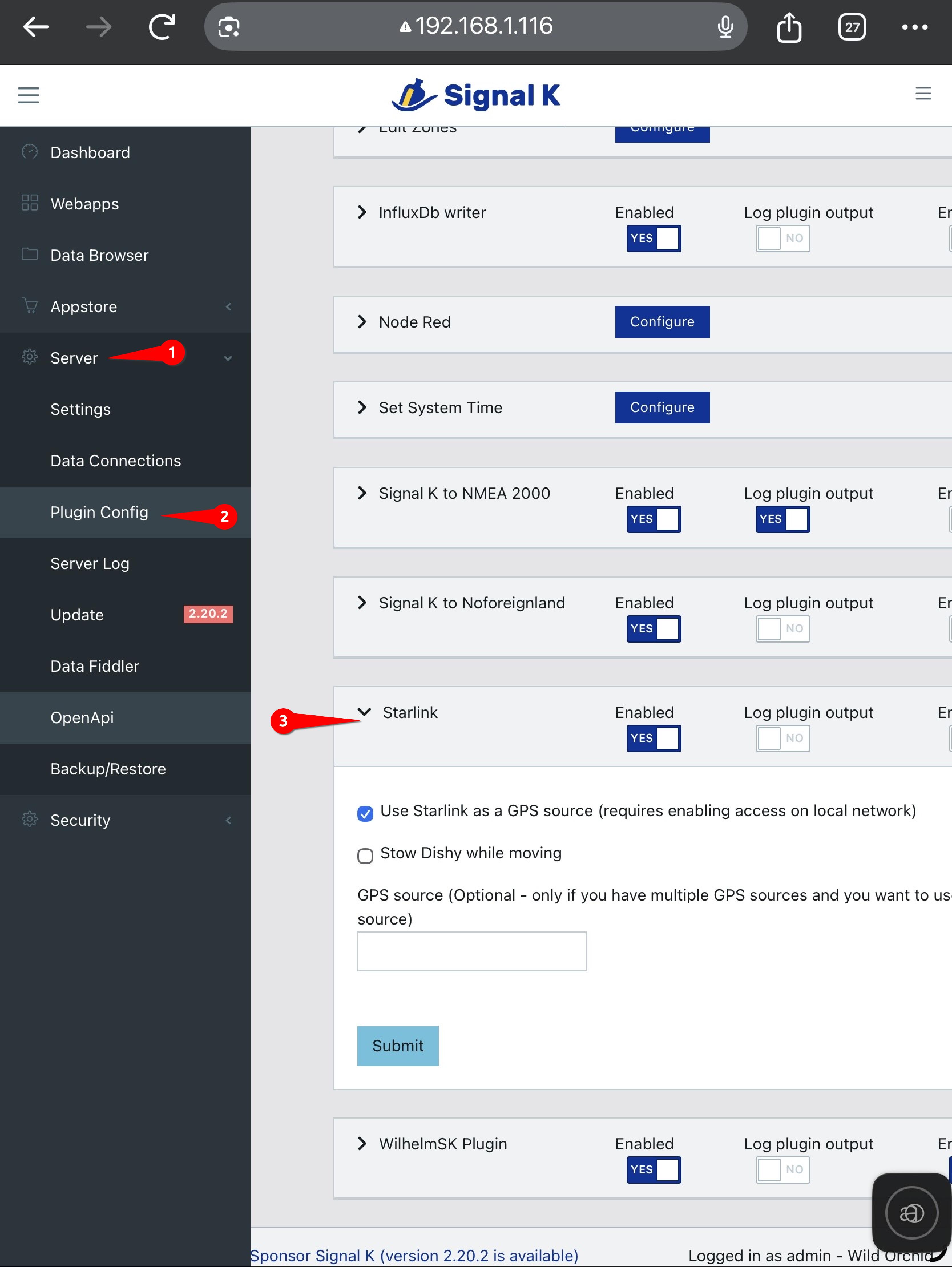 config signalk-starlink